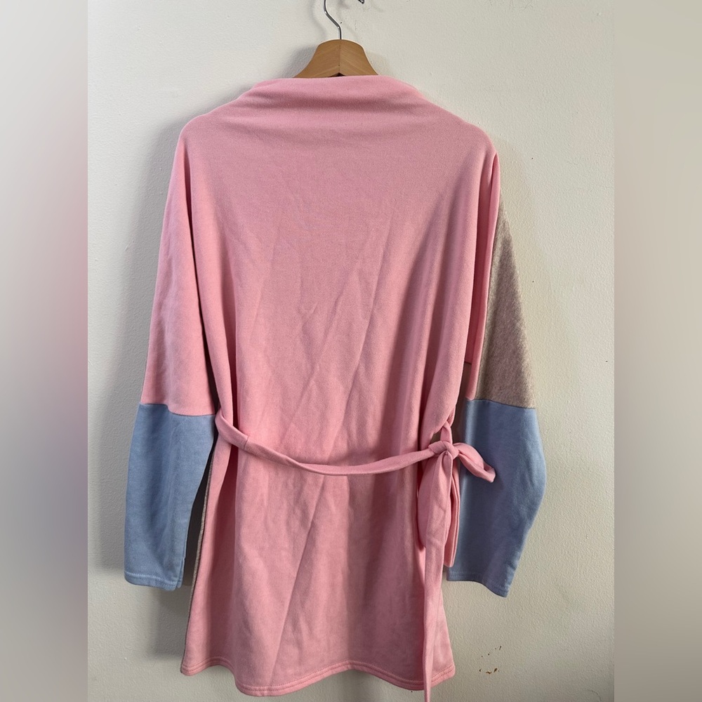 PRETTYLITTLETHING Drop Shoulder Tie Waist Sweater Dress Colorblock SIZE 4 SMALL - Picture 3 of 6